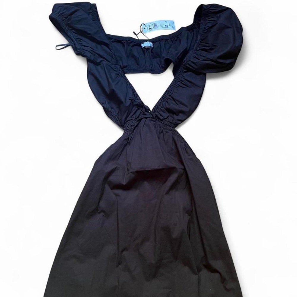 Garage Black Cutout Puff Sleeve Dress